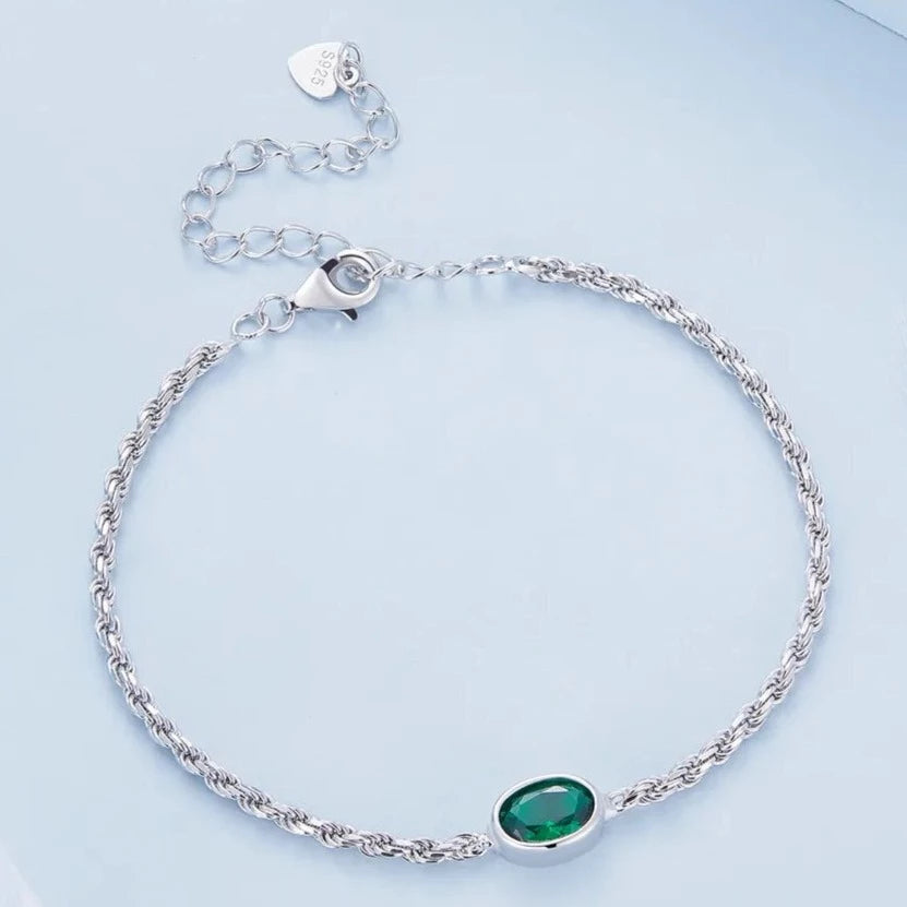 Vibrant Green Silver Bracelet