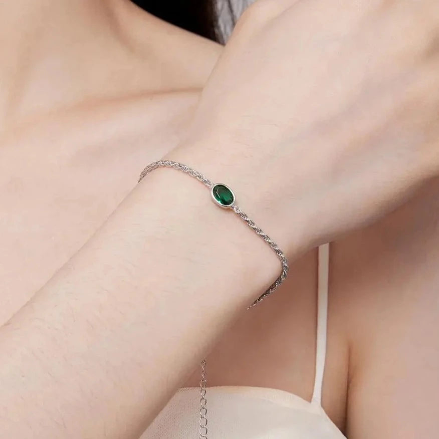Vibrant Green Silver Bracelet