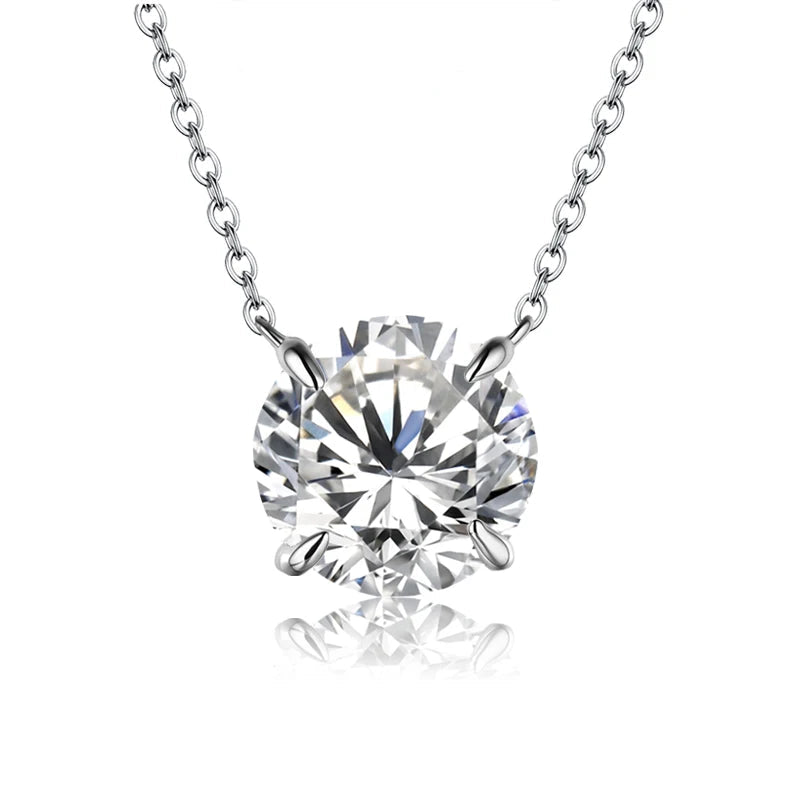 Ethereal Light Moissanite Silver Necklace featuring a single dazzling moissanite stone on a delicate sterling silver chain.