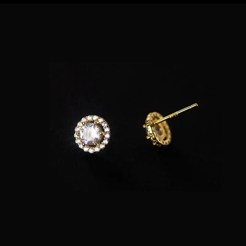 Frosty Glow Gold-Plated Earrings with cubic zirconia, offering a refined, luxurious glow.