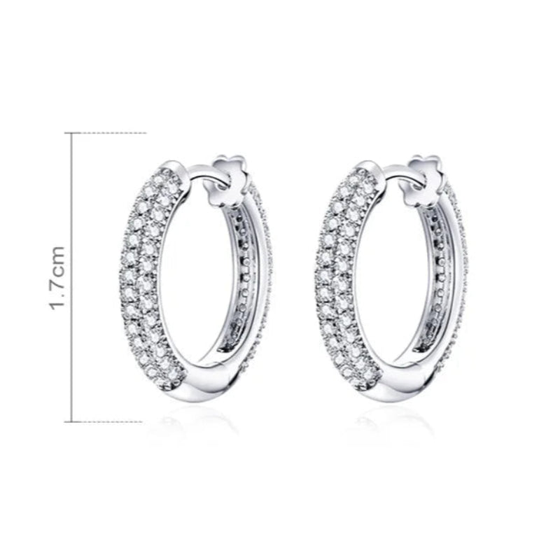 Measurements of Luna silver hoops displayed, showing size.