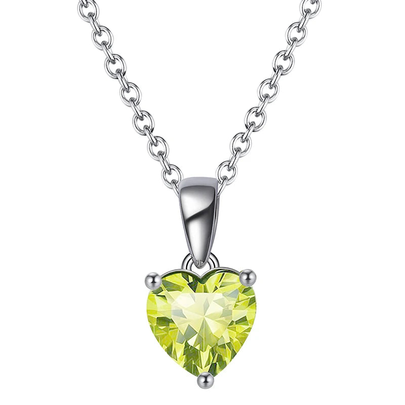 Sterling silver heart necklace with Golden Dawn cubic zirconia, a luminous yellow birthstone.