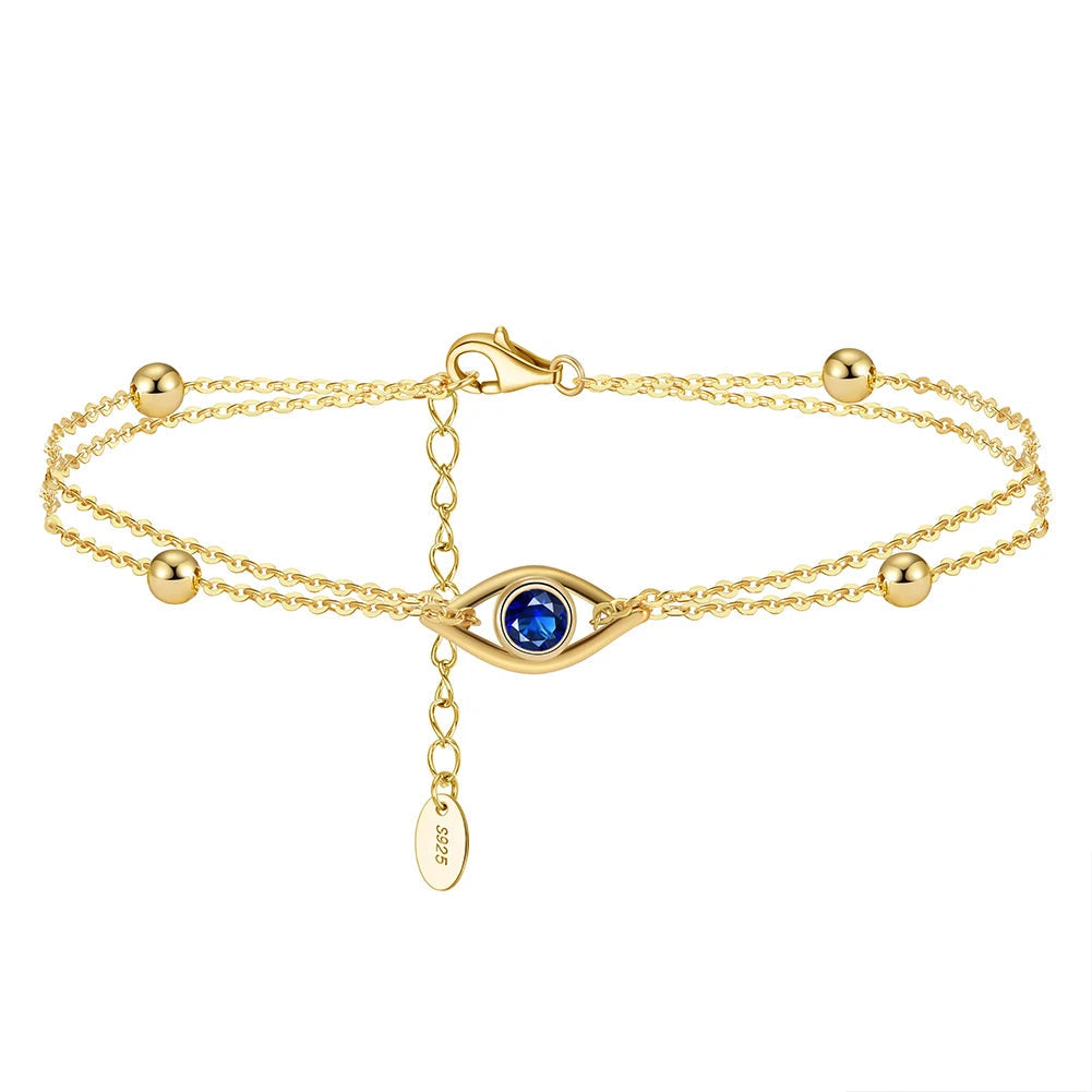 Close-up of the Sirene Sight Gold-Plated Silver Bracelet with a delicate double-chain design.