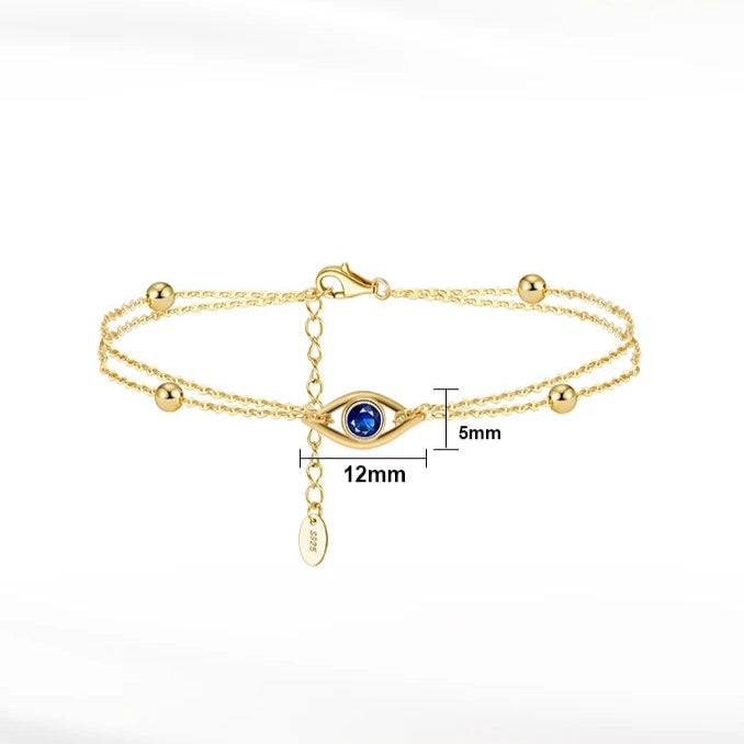 Sirene Sight Gold-Plated Bracelet with measurements displayed for size reference.