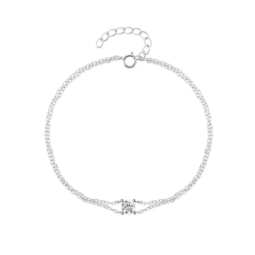 Sleek dual chain silver bracelet with a sophisticated and timeless design.