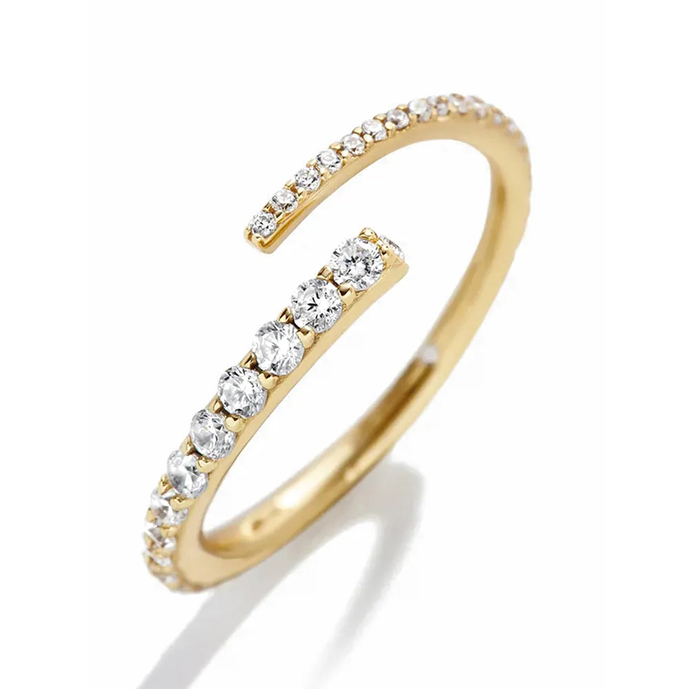 Close-up of the Versa-Round Silver Ring highlighting the detailed pavé setting and 18K gold plating