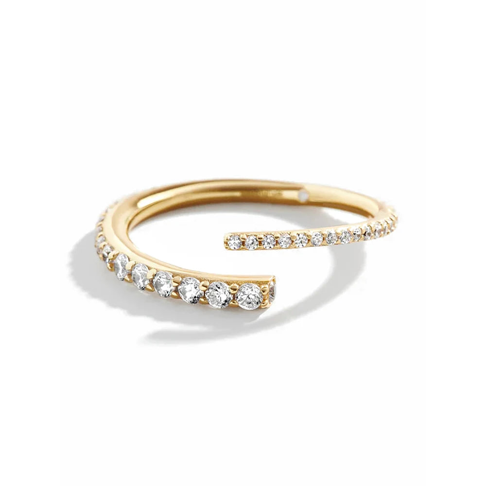 Versa-Round Silver Ring displayed flat, showcasing the full circle of sparkling cubic zirconia