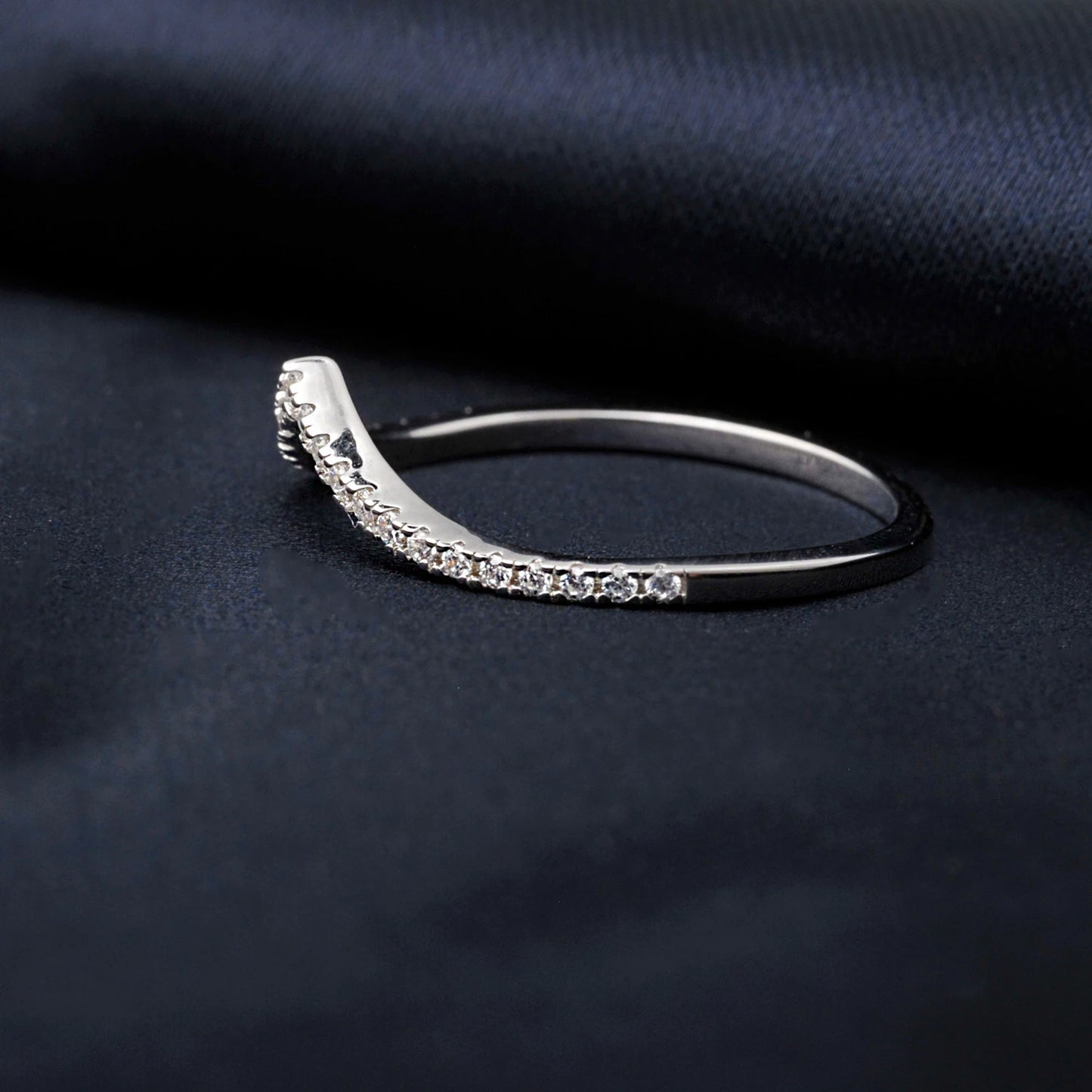 Vesper V Silver Ring styled alone for a minimalist everyday look