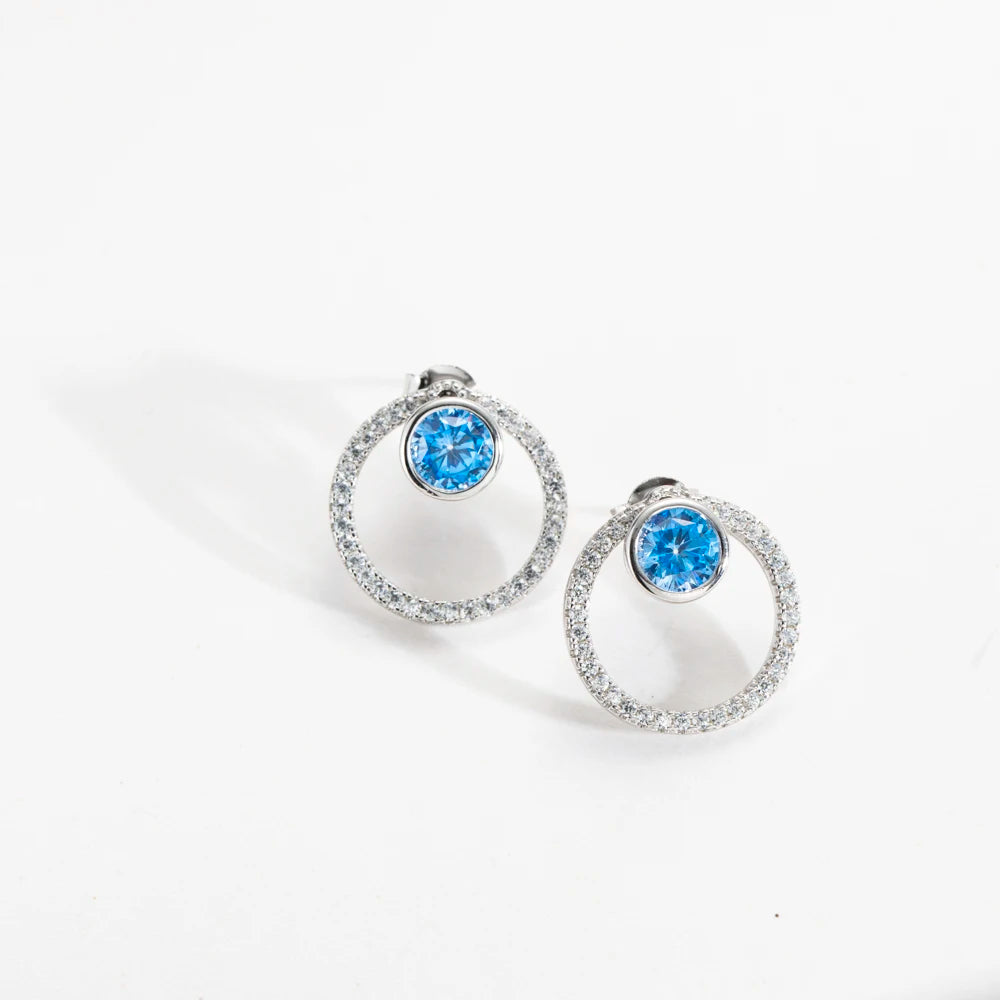 Blue Glow Silver Earrings