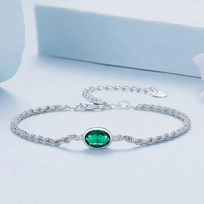 Vibrant Green Silver Bracelet