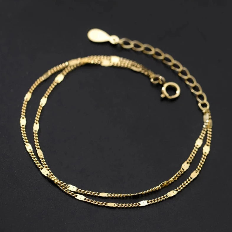 Dual Strand Silver Bracelet yellow gold plated