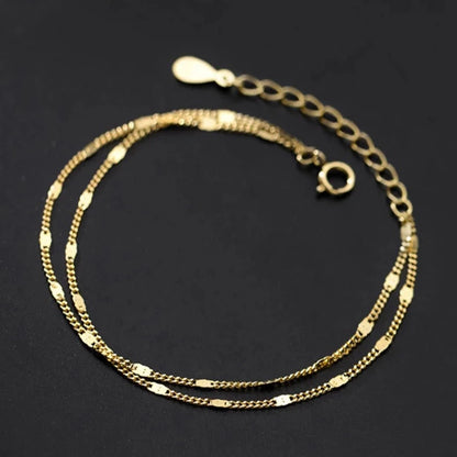 Dual Strand Silver Bracelet yellow gold plated