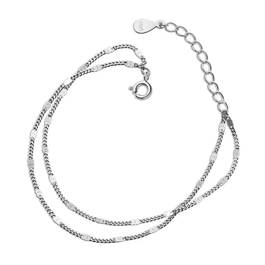 Dual Strand Silver Bracelet in polished sterling silver with two delicate strands