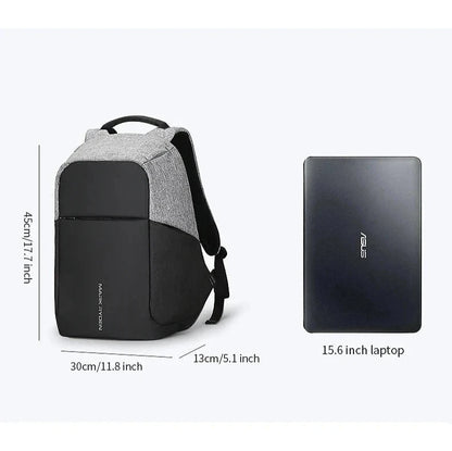 UrbanPro Business Backpack dimensions: Height 17.7" (45 cm), Length 11.8" (30 cm), Width 5.1" (13 cm) with a capacity of 20 to 35 L, perfect for organizing all your essentials.