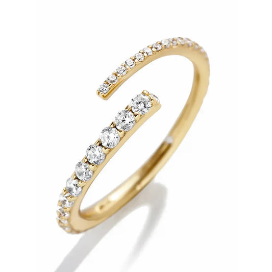 Close-up of the Versa-Round Silver Ring highlighting the detailed pavé setting and 18K gold plating