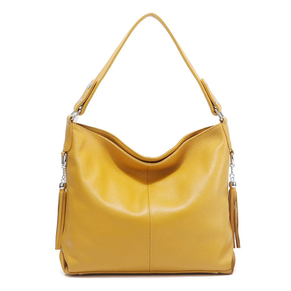 Yellow tote bag with interlayer zipper pockets